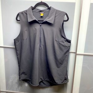 Eddie Bauer sleeveless athletic top in dark slate, fits more like an XL
